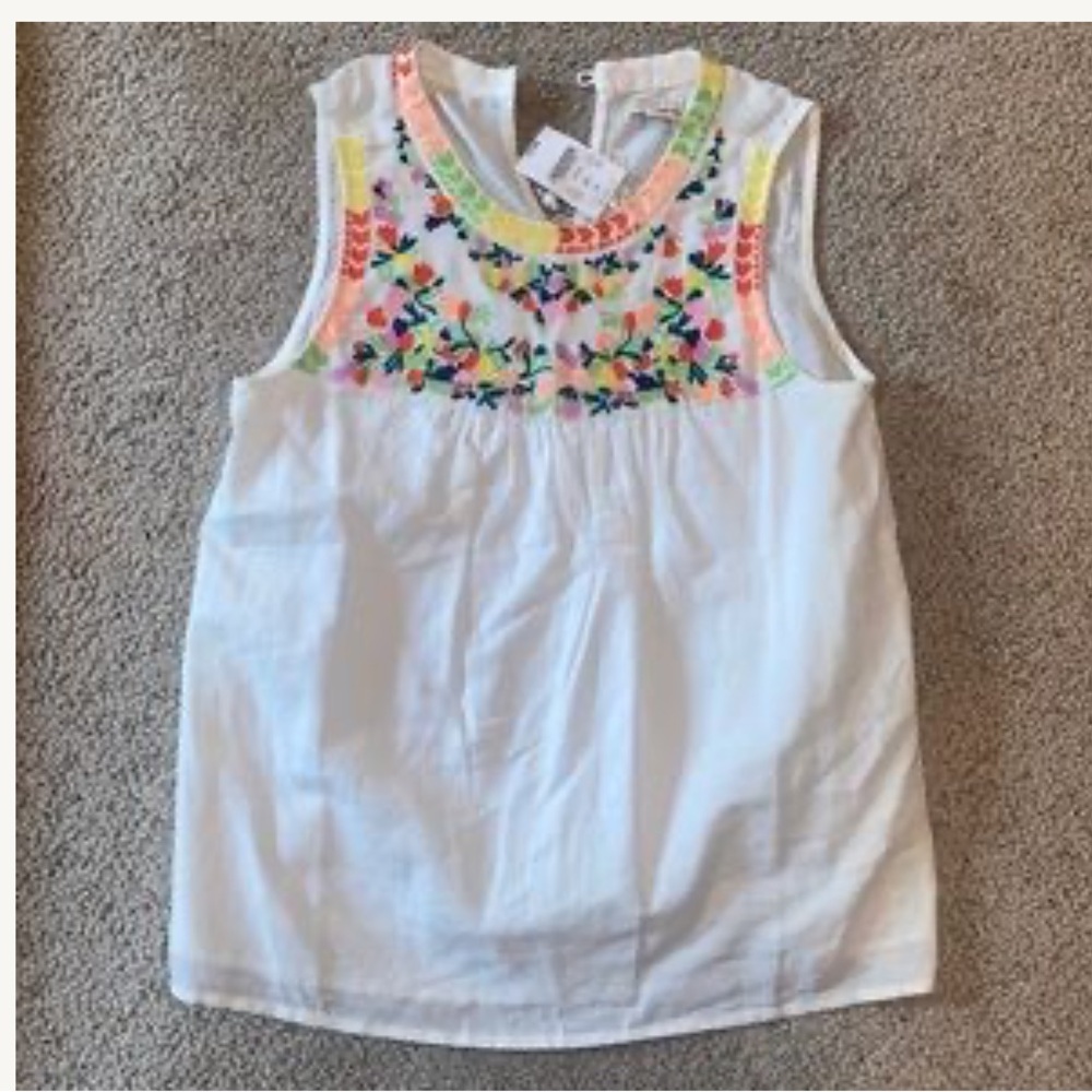 J crew Floral Embroidered White top